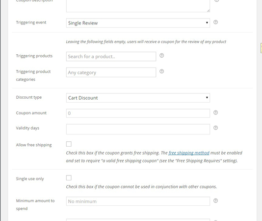 Coupon configuration