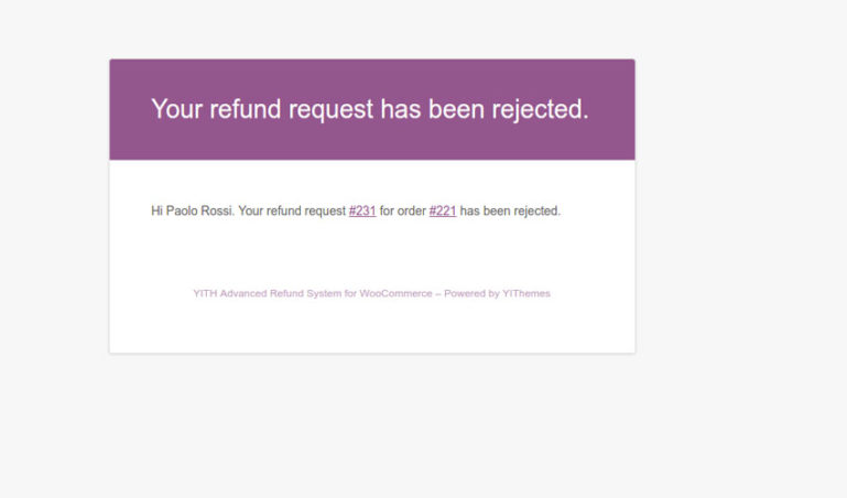 User email - Request rejected