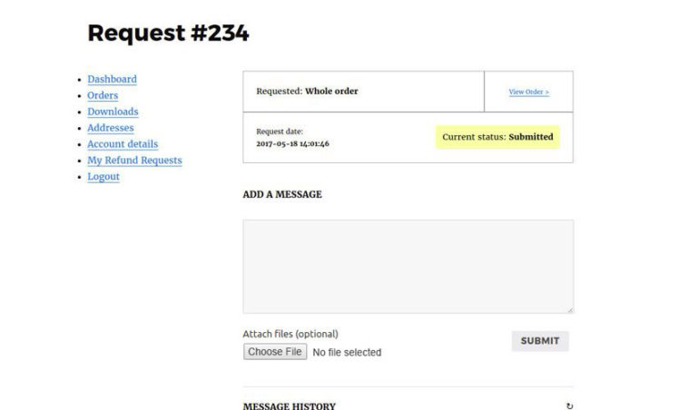 Refund request - User view