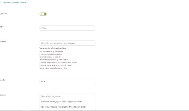 Email settings