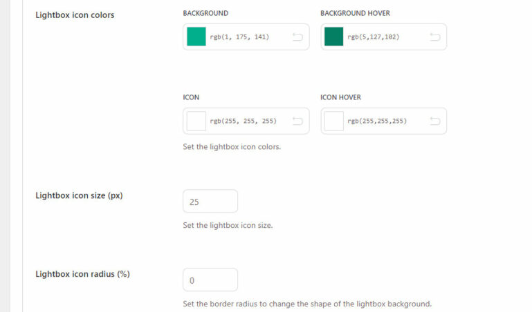 Lightbox options