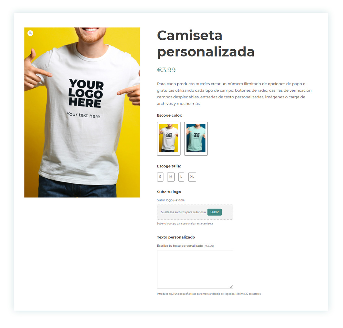 Resultado final camiseta personalizable