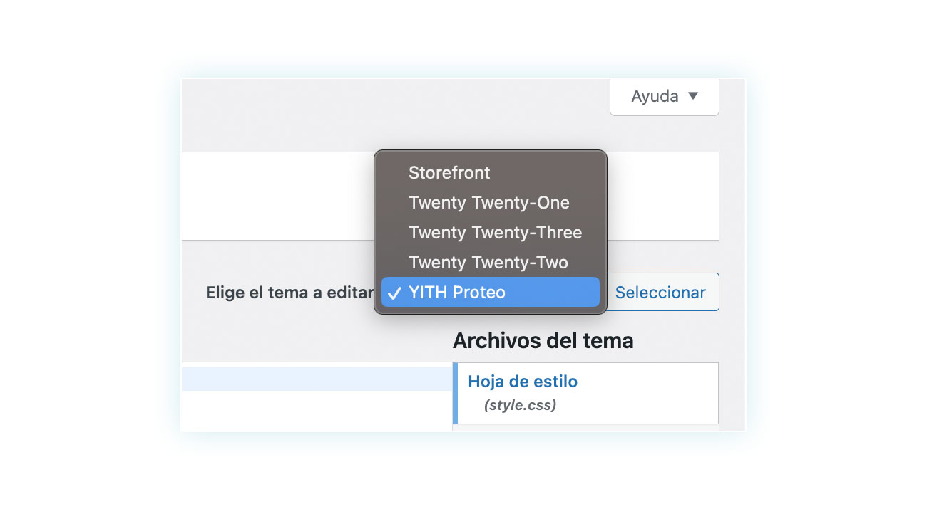 Elegir tema desde el backend