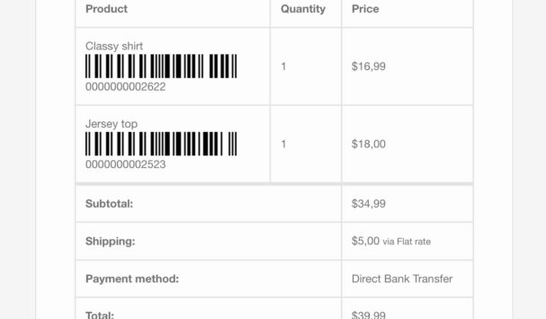 Barcodes in emails