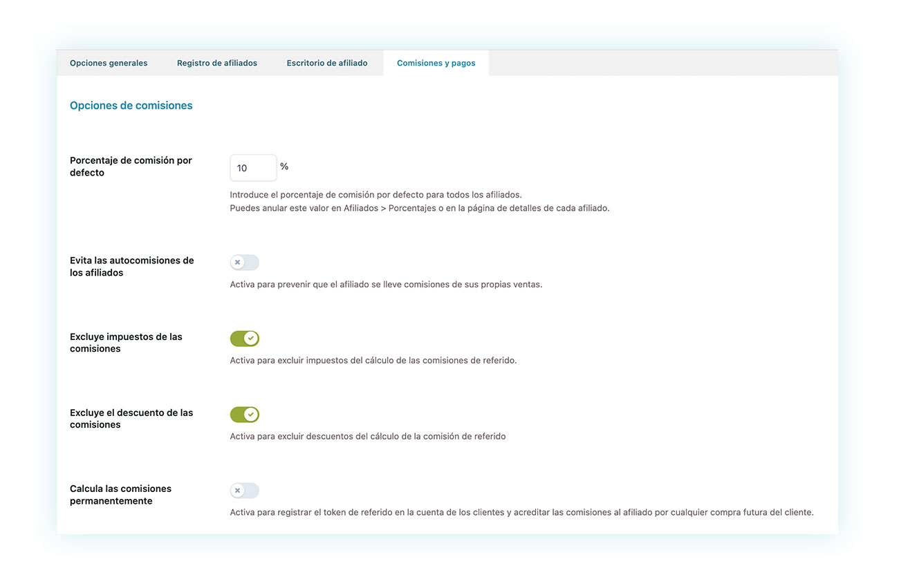 Comisiones y pago