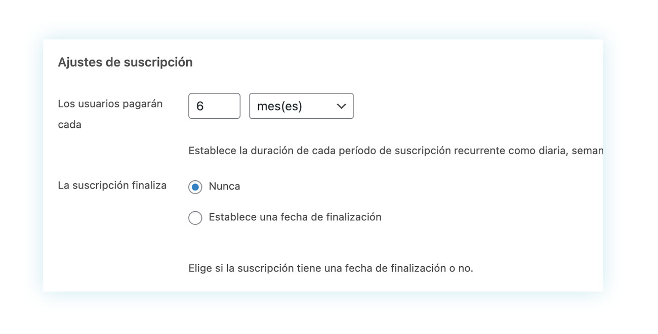 Ajustes de suscripción