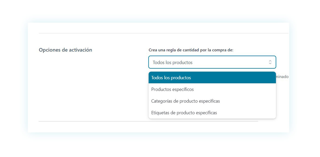 Opciones de activación