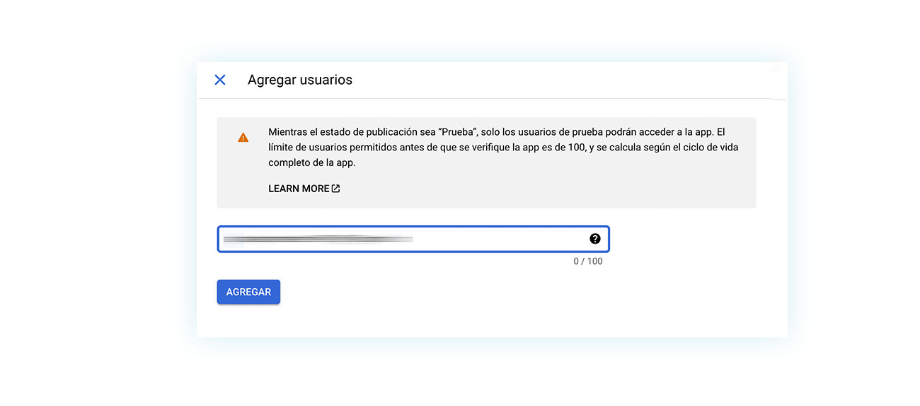 Agregar correo electrónico de usuario