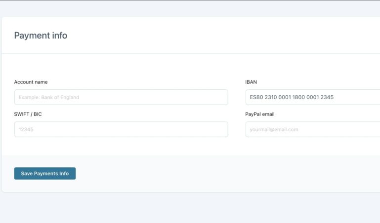 Payment info