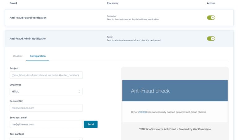 Email configuration