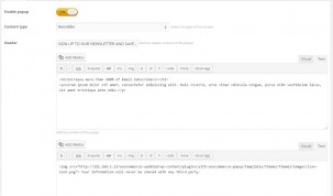 section "Content" - Popup settings