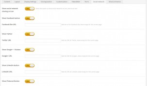section "Social Network" - Popup settings 