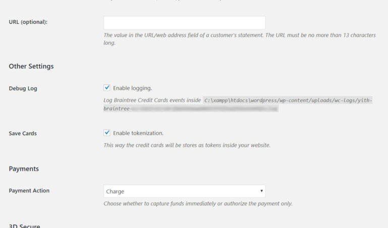 Card settings 2/2