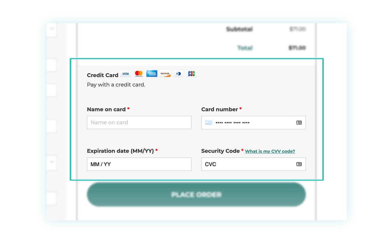 WooCommerce Checkout con Credit Cards
