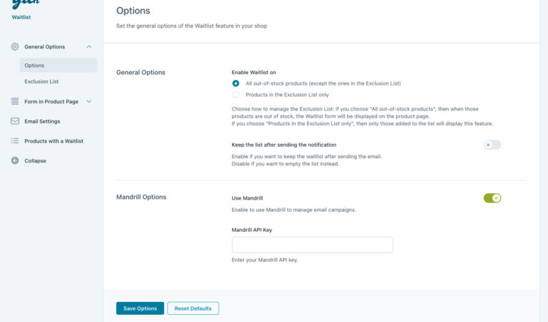 General options