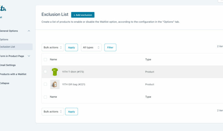 Exclusion list
