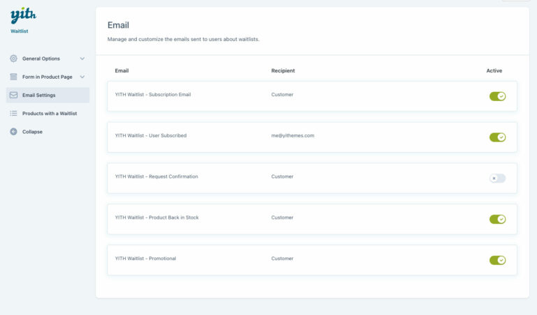 Email settings