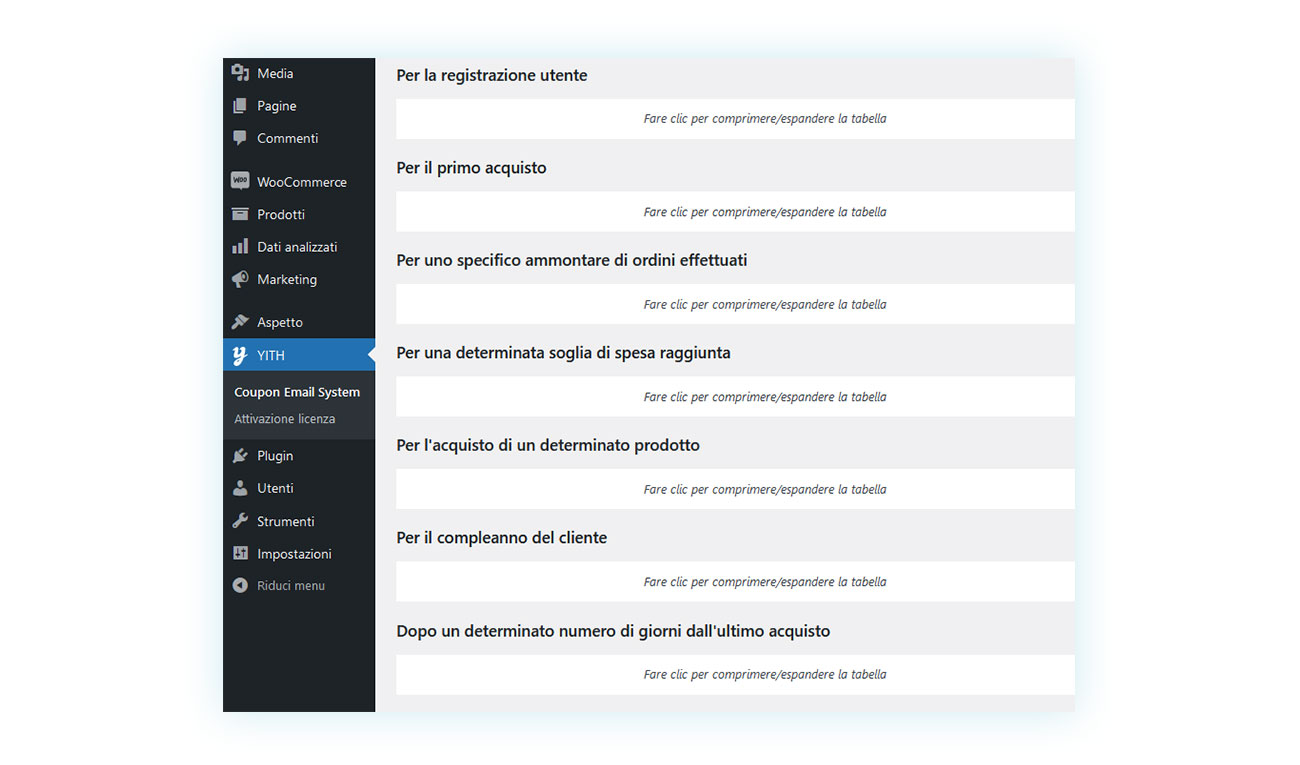Tutte le opzioni a tua scelta per l'invio dei coupon