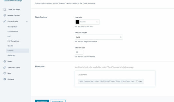 Coupon settings