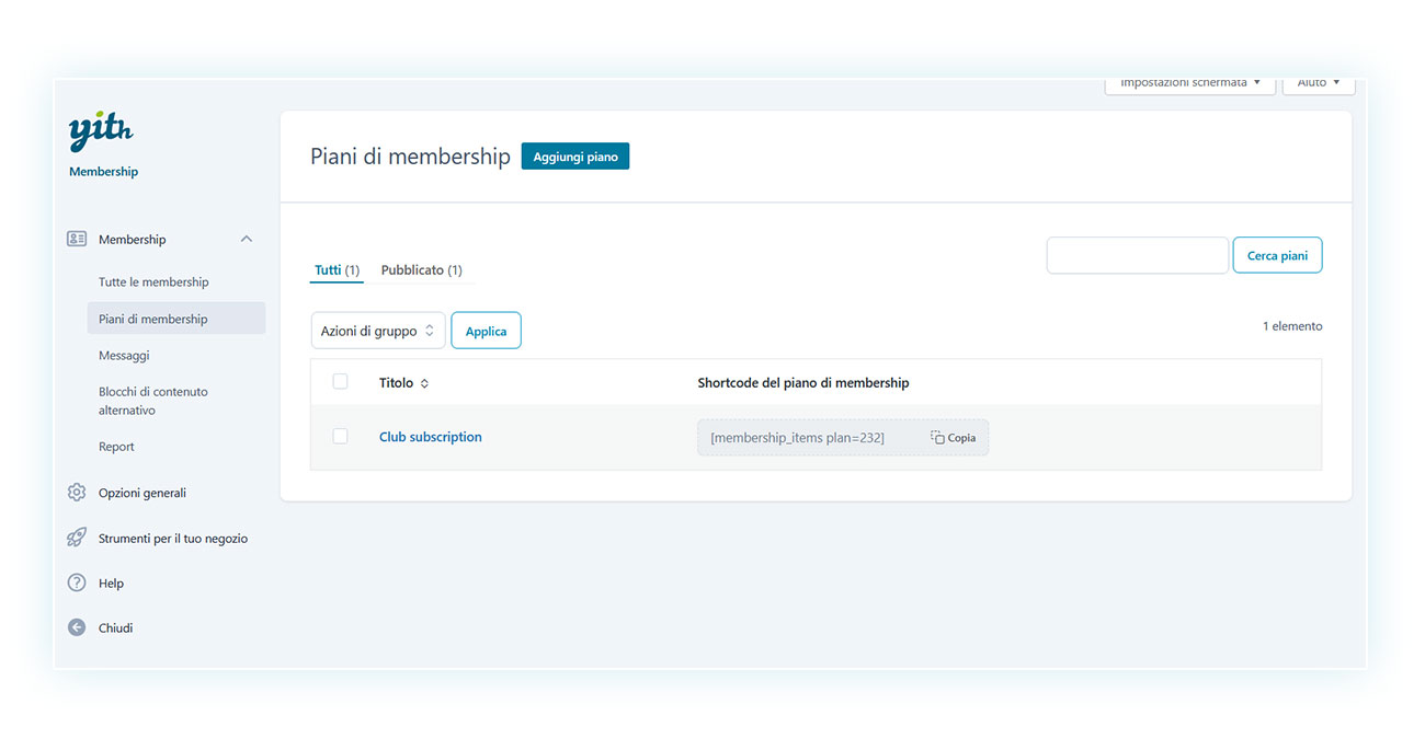 Piano di membership