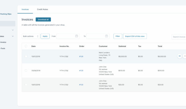 All invoices