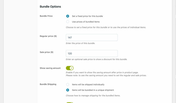Bundle options