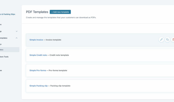 Templates list