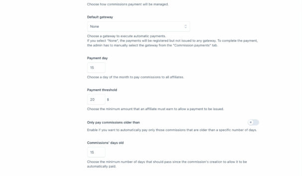Payments options