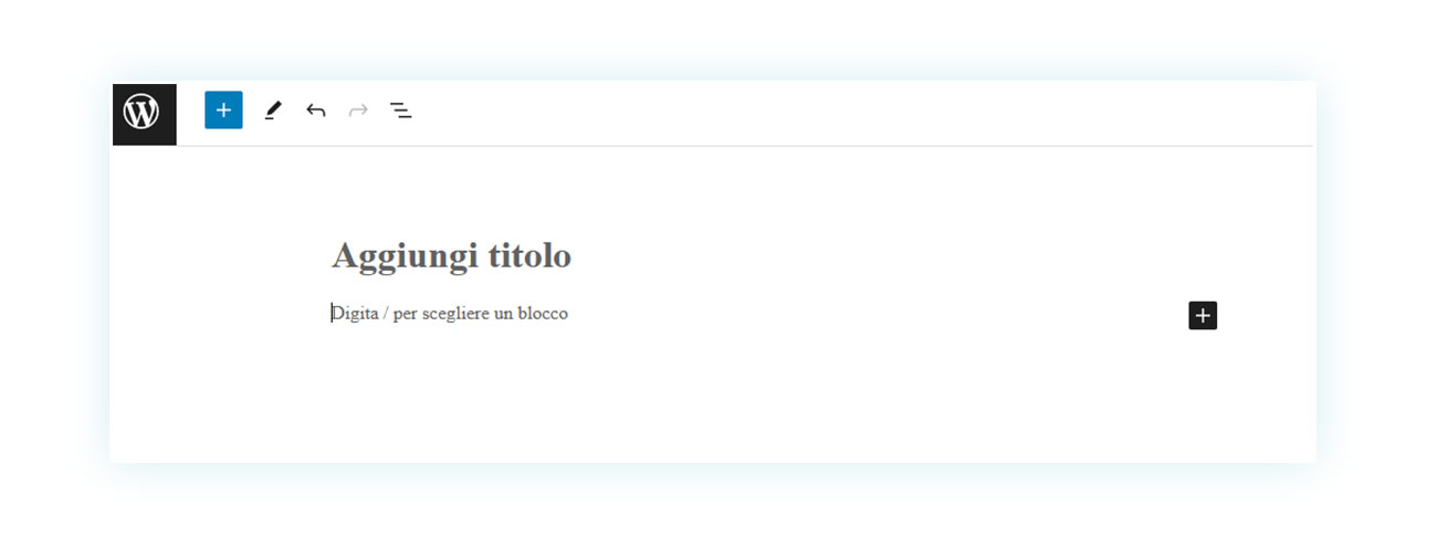 Pagina creata tramite il sistema a blocchi di WordPress
