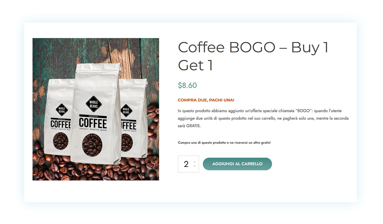 Tipo di promozione BOGO