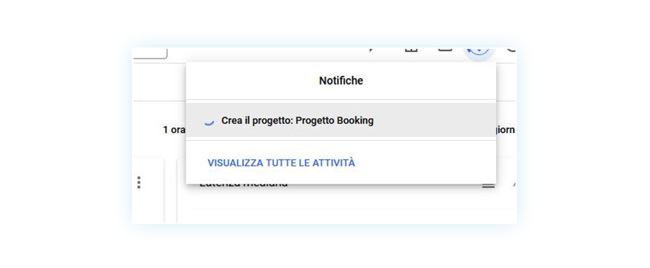 Popup informativo sulla creazione del progetto