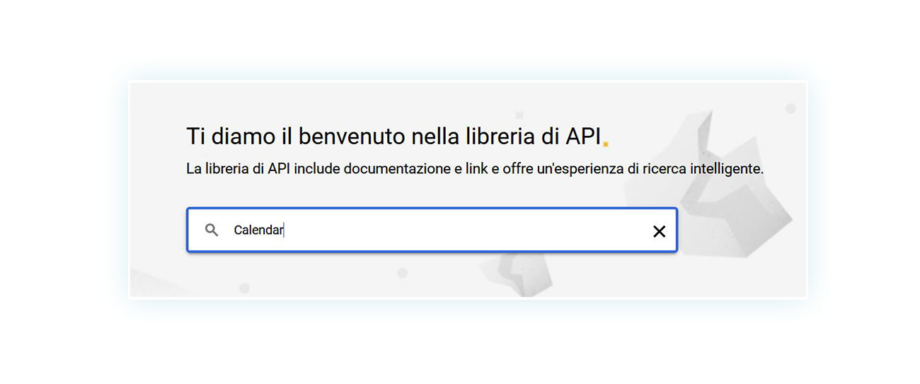 Ricerca delle API di Google Calendar