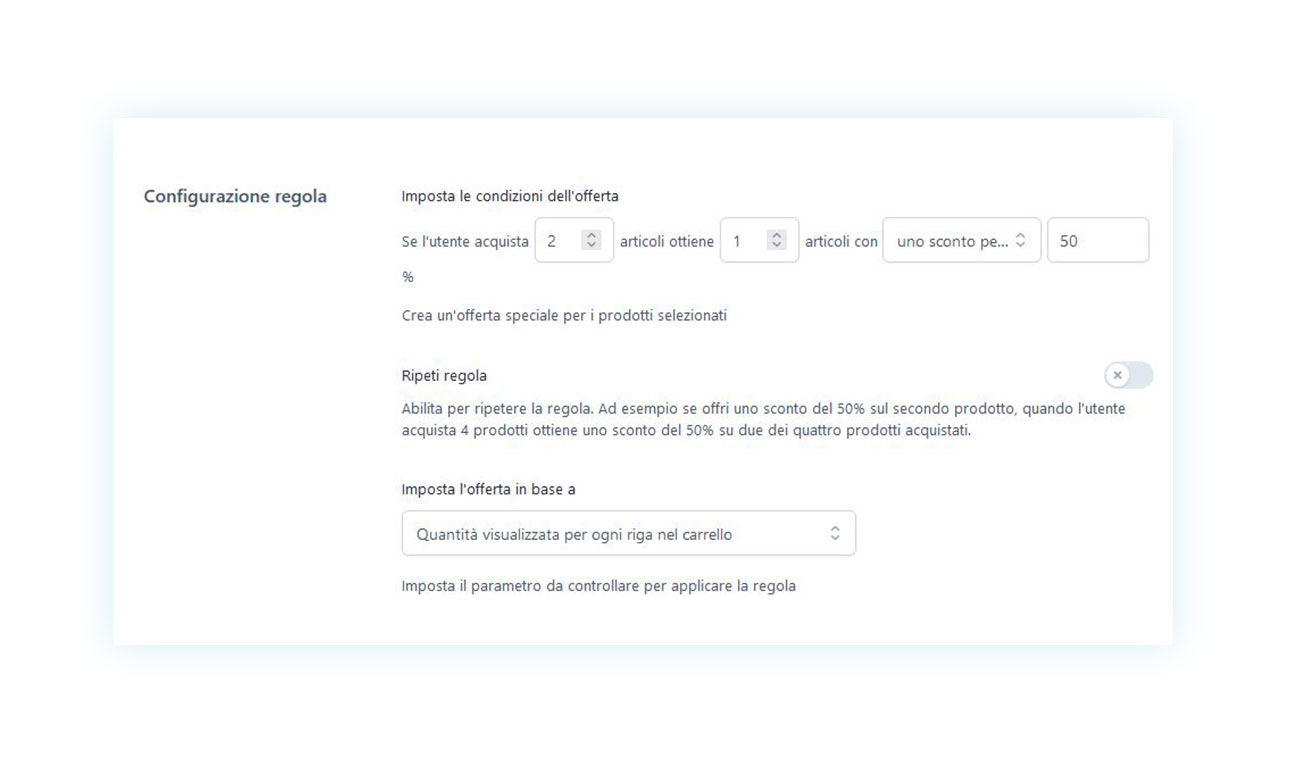 Regola con 50% di sconto
