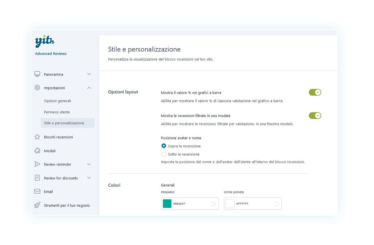 Stile e personalizzazione del plugin