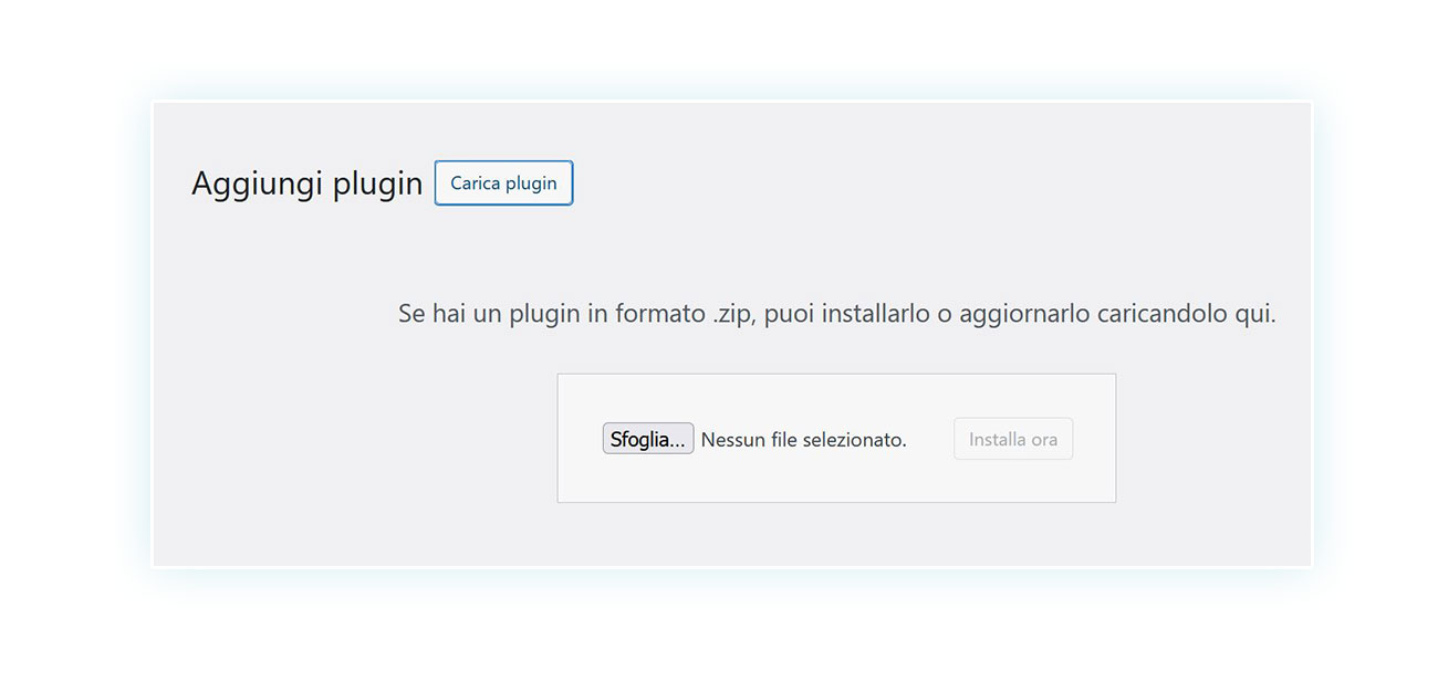 Upload del plugin