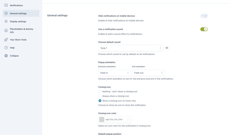 General settings