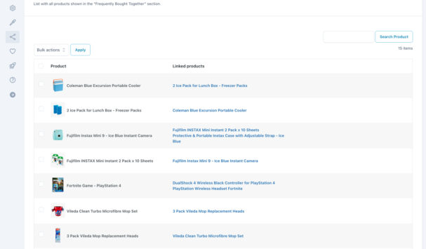 Linked products tab