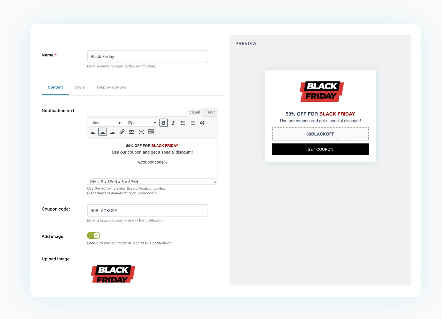 Push notification builder