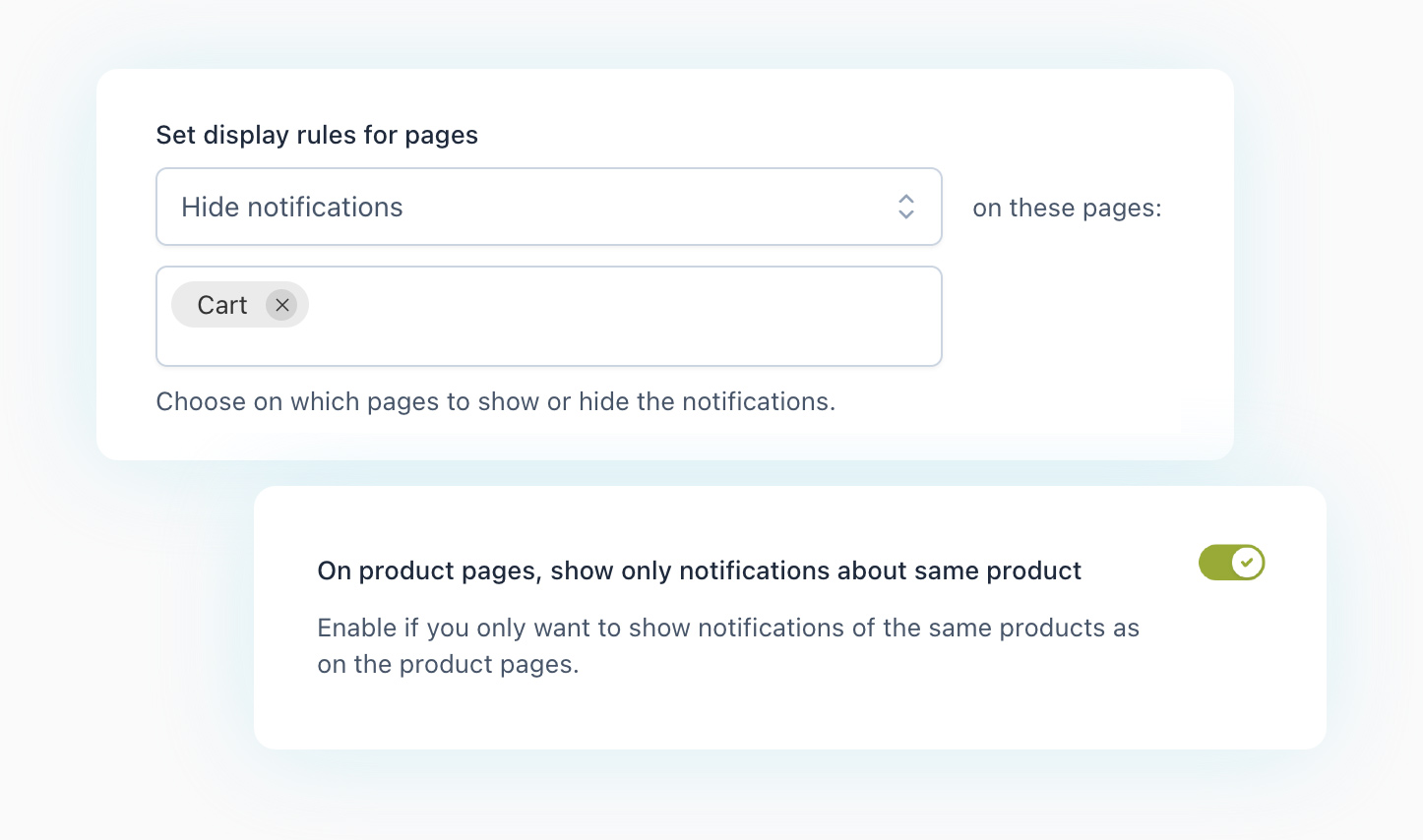 Push notification position