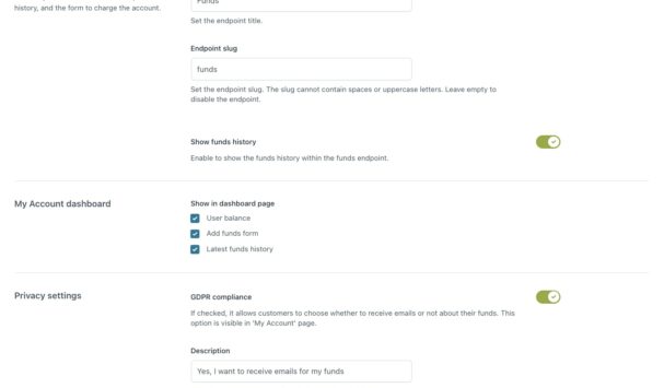 My account settings