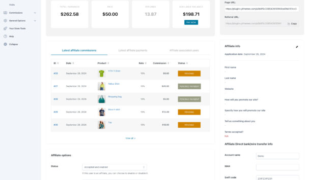 Affiliate's profile