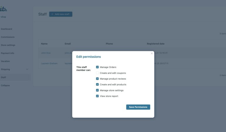Staff permissions