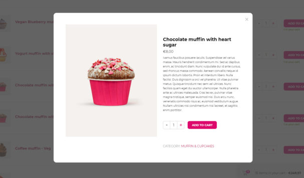 Open list in a modal window