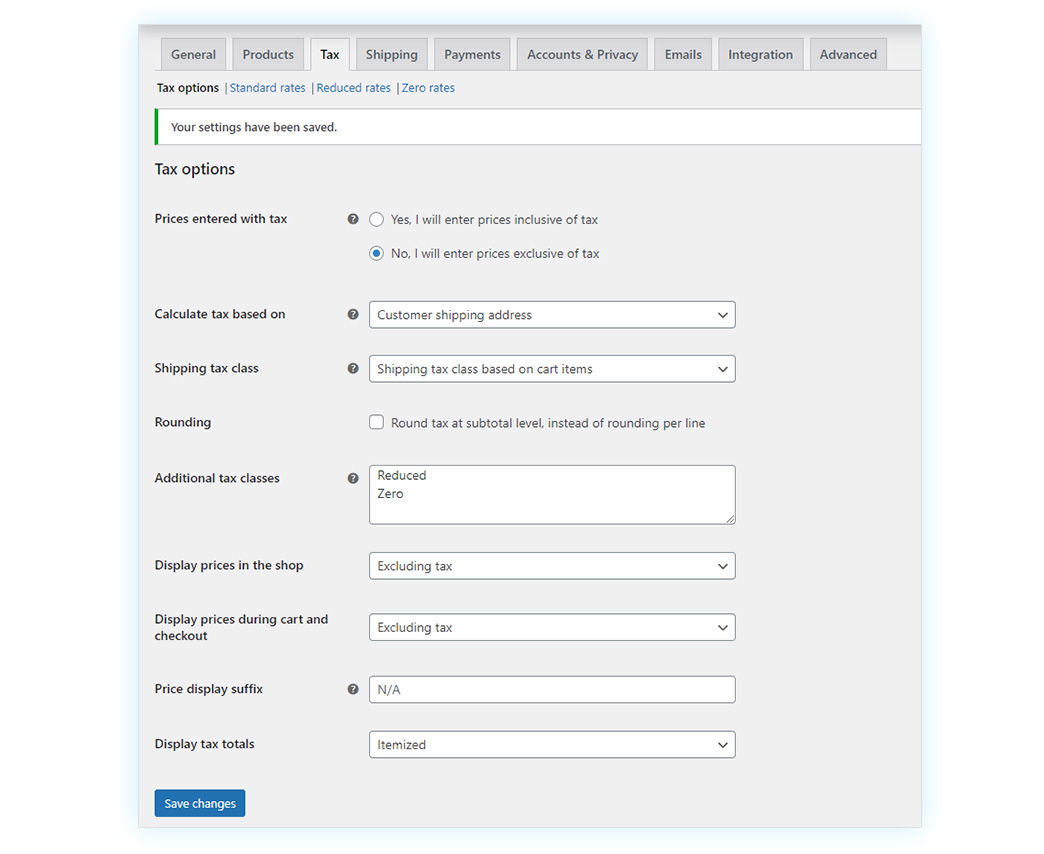 Tax options completed