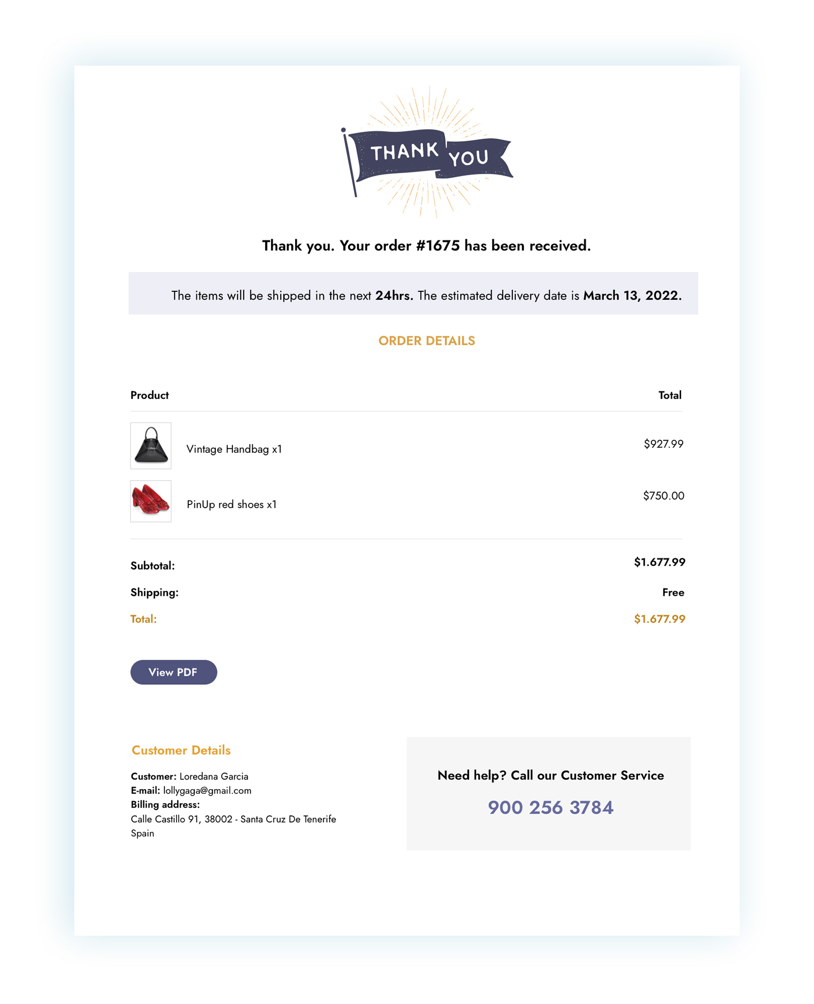 Custom Thank you page