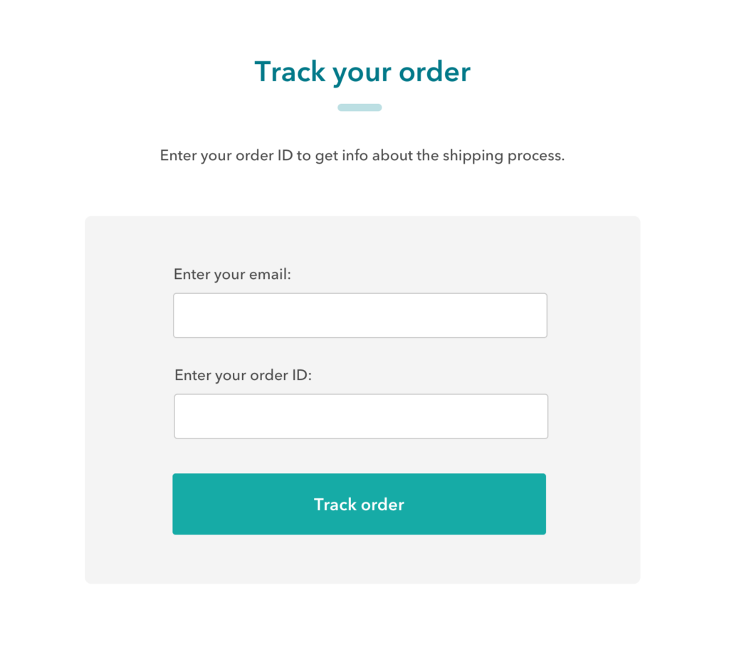 Enter tracking info
