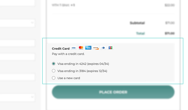 Saved credit cards