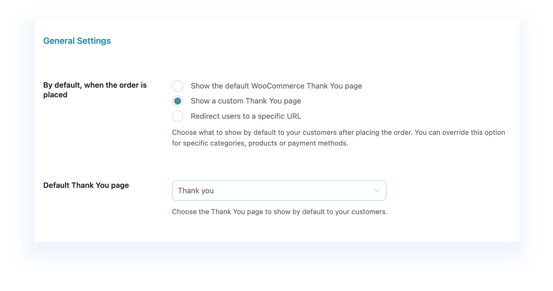 General settings