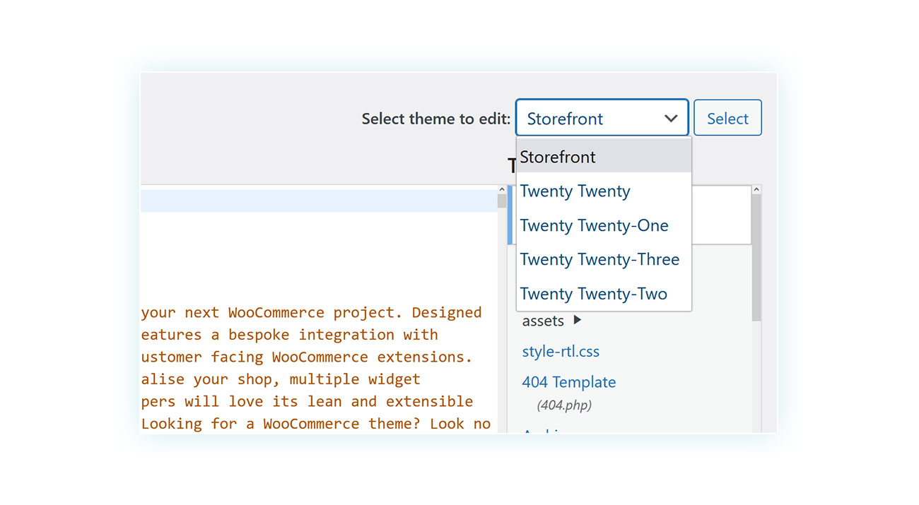 Select theme to edit