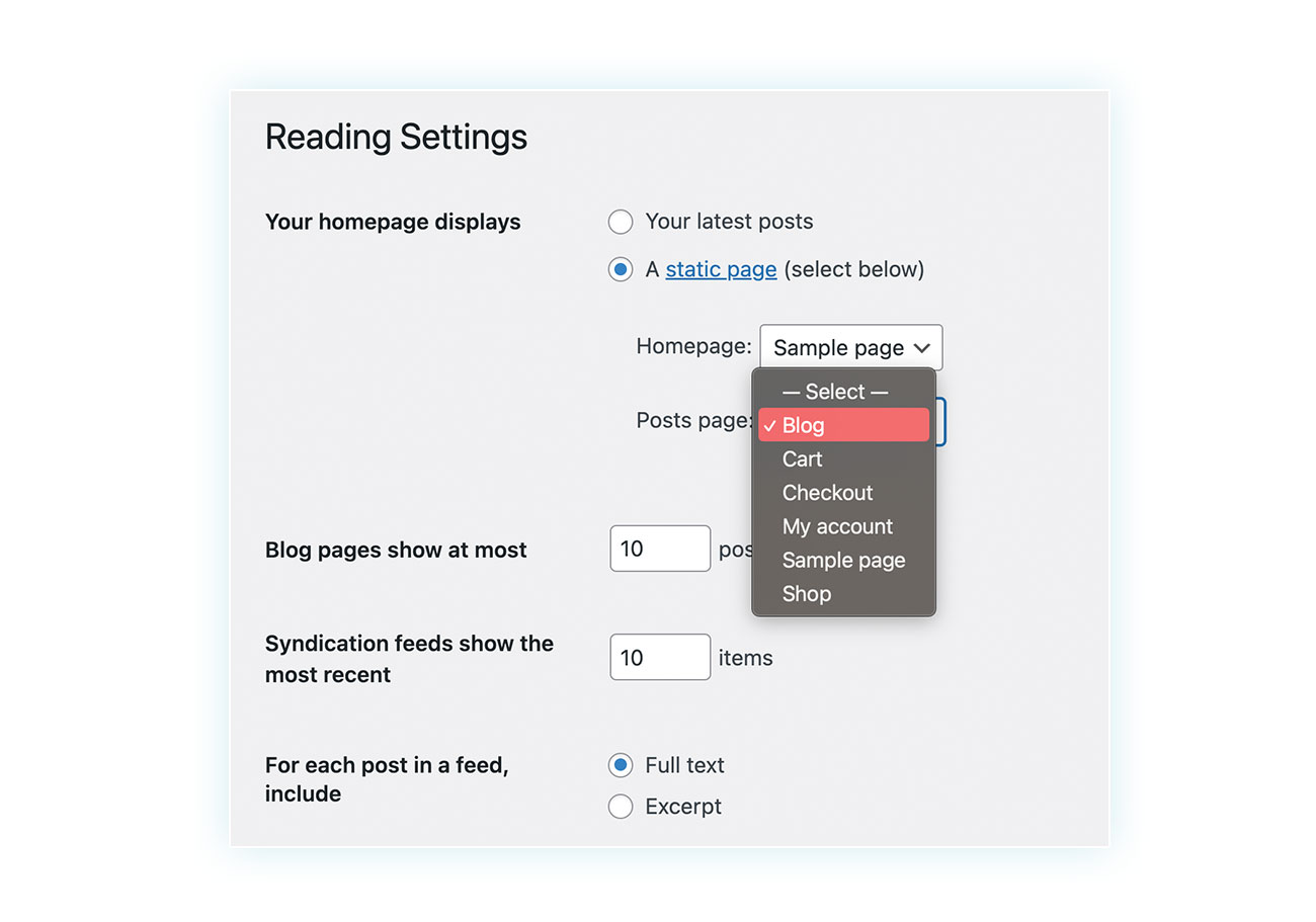 Select posts page